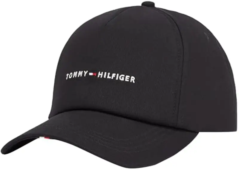 Tommy Hilfiger Uomo Cappellino Foundation Soft 6 Panel con Logo, Nero (Black), Taglia Unica
