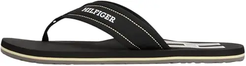 Tommy Hilfiger Uomo Flip Flops Padded Beach Sandal Infradito, Nero (Black), 39