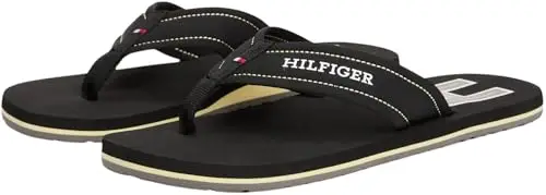 Tommy Hilfiger Uomo Flip Flops Padded Beach Sandal Infradito, Nero (Black), 39 miniatura 3