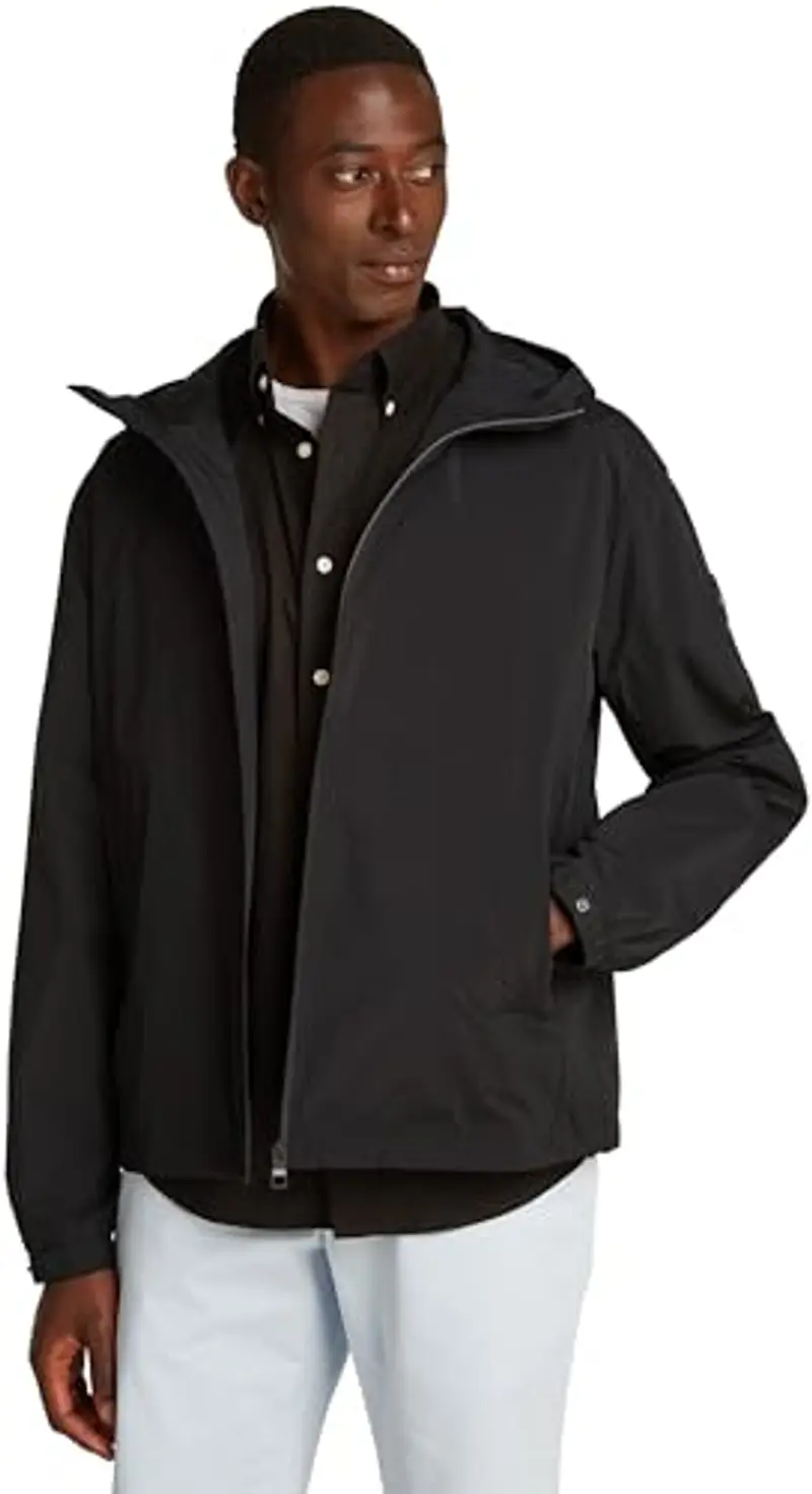 Tommy Hilfiger Uomo Giacca a Vento Branded Hooded Sportiva, Nero (Black), XXL