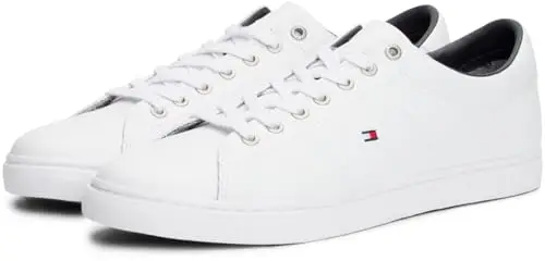 Tommy Hilfiger Uomo Sneakers con Suola Preformata Essential Leather Scarpe, Bianco (White), 45 miniatura 3
