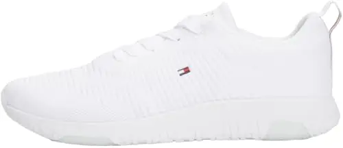 Tommy Hilfiger Uomo Sneakers Running Corporate Knit Rib Runner Scarpe Sportive, Bianco (White), 44