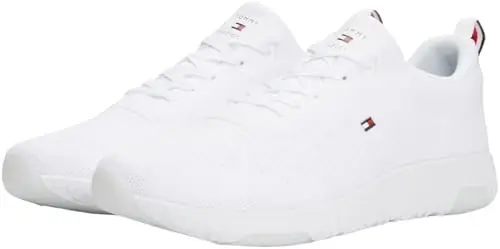 Tommy Hilfiger Uomo Sneakers Running Corporate Knit Rib Runner Scarpe Sportive, Bianco (White), 44 miniatura 3