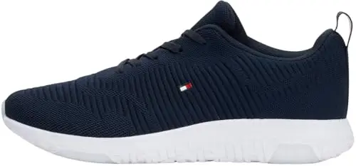 Tommy Hilfiger Uomo Sneakers Running Corporate Knit Rib Runner Scarpe Sportive, Blu (Desert Sky), 40