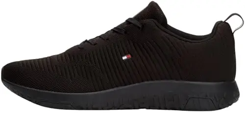 Tommy Hilfiger Uomo Sneakers Running Corporate Knit Rib Runner Scarpe Sportive, Nero (Black), 42