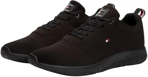 Tommy Hilfiger Uomo Sneakers Running Corporate Knit Rib Runner Scarpe Sportive, Nero (Black), 42 miniatura 3