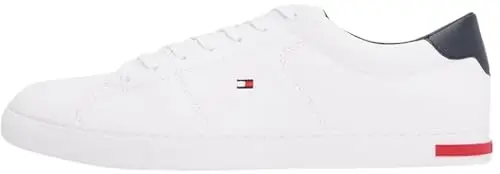 Tommy Hilfiger Uomo Sneakers Vulcanizzate Essential Leather Detail Vulc Scarpe, Bianco (White), 39
