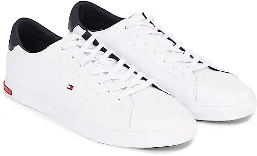 Tommy Hilfiger Uomo Sneakers Vulcanizzate Essential Leather Detail Vulc Scarpe, Bianco (White), 46