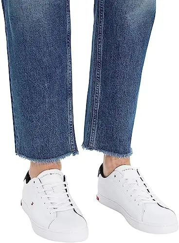 Tommy Hilfiger Uomo Sneakers Vulcanizzate Essential Leather Detail Vulc Scarpe, Bianco (White), 46 miniatura 3