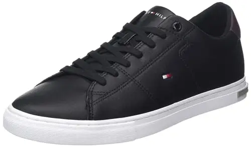 Tommy Hilfiger Uomo Sneakers Vulcanizzate Essential Leather Detail Vulc Scarpe, Nero (Black), 42