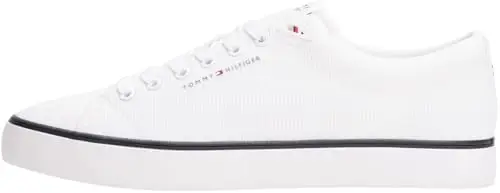 Tommy Hilfiger Uomo Sneakers Vulcanizzate Mesh Profilo Basso, Bianco (White), 45