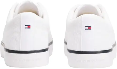 Tommy Hilfiger Uomo Sneakers Vulcanizzate Mesh Profilo Basso, Bianco (White), 45 miniatura 2