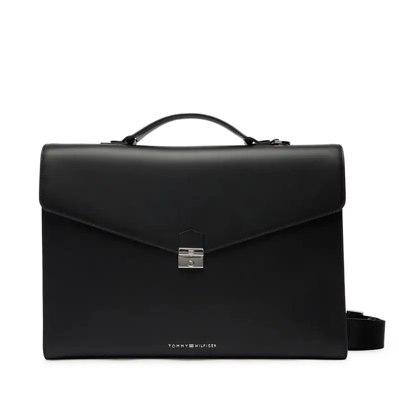 Valigetta Tommy Hilfiger Th Business Leather Computer Bag AM0AM14163 Nero