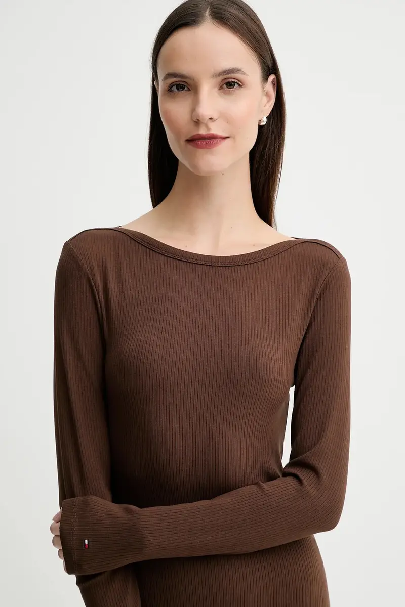 vestito colore marrone WW0WW47066 miniatura 4