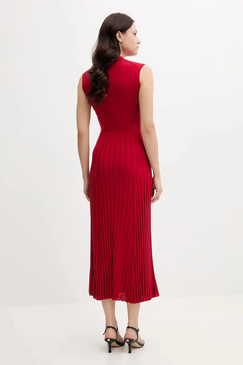 vestito con aggiunta di seta colore rosso WW0WW45653 miniatura 2