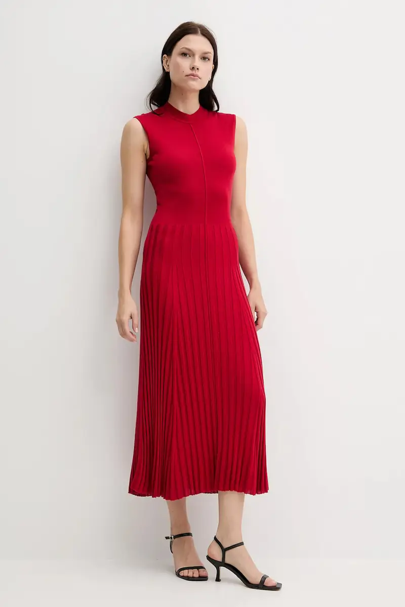 vestito con aggiunta di seta colore rosso WW0WW45653 miniatura 3