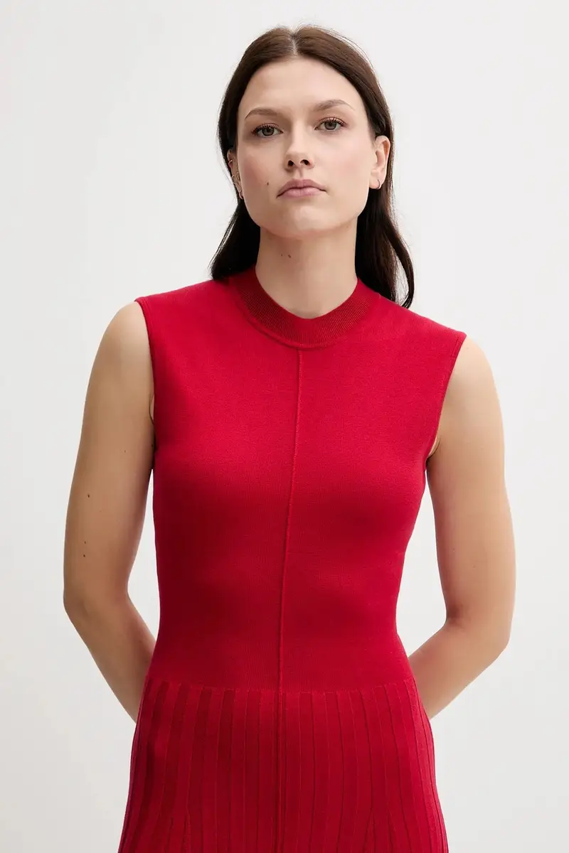 vestito con aggiunta di seta colore rosso WW0WW45653 miniatura 4