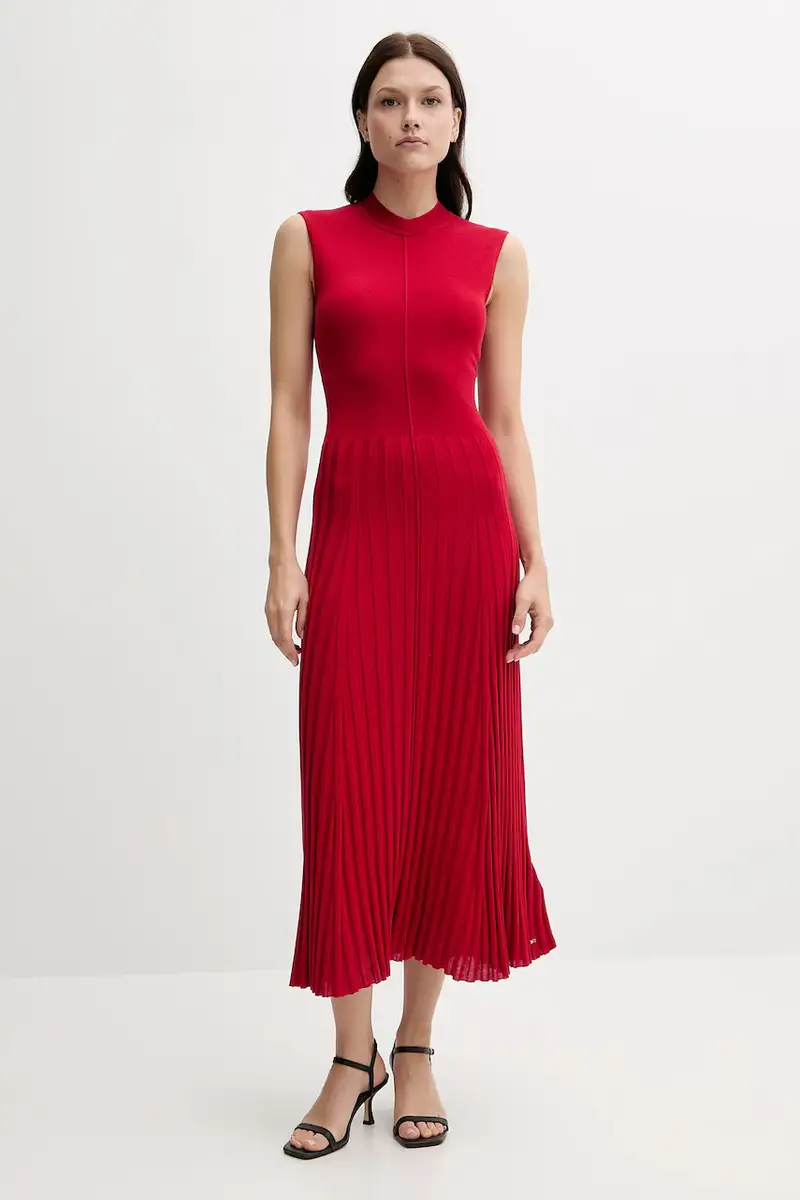 vestito con aggiunta di seta colore rosso WW0WW45653