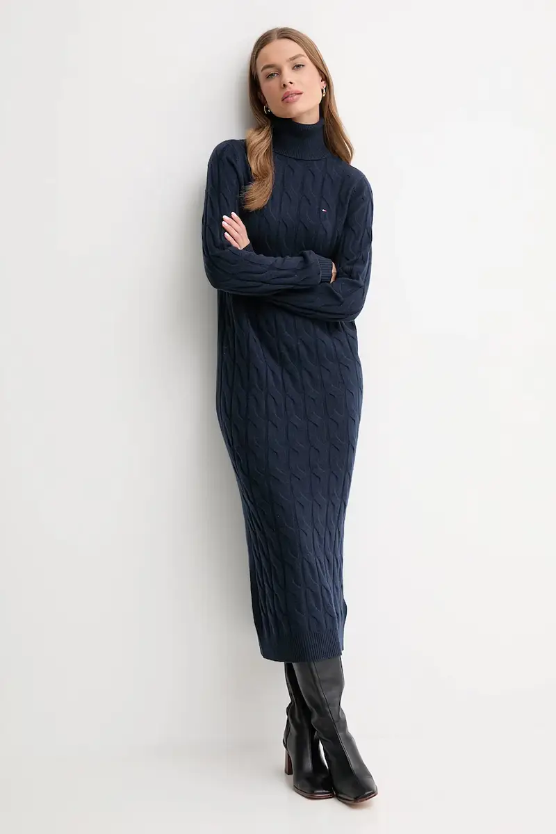 vestito con lana colore blu navy WW0WW46429 miniatura 2