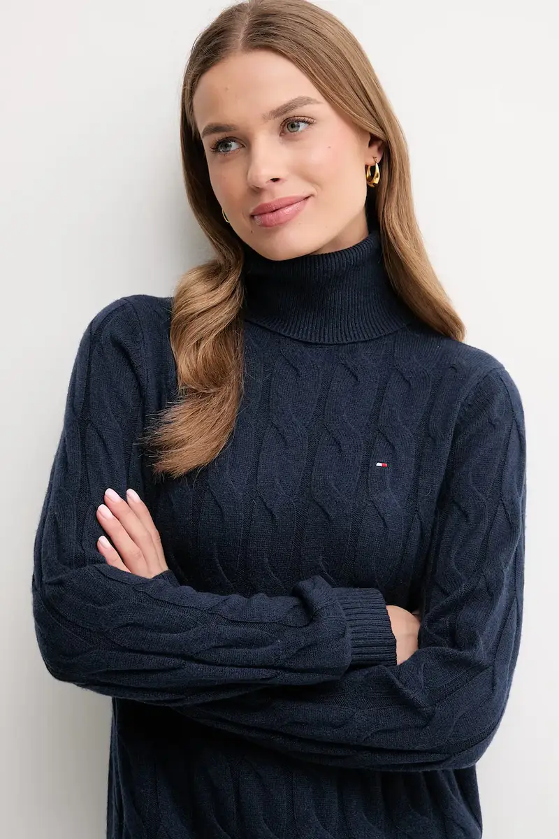 vestito con lana colore blu navy WW0WW46429 miniatura 4