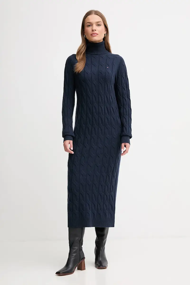 vestito con lana colore blu navy WW0WW46429