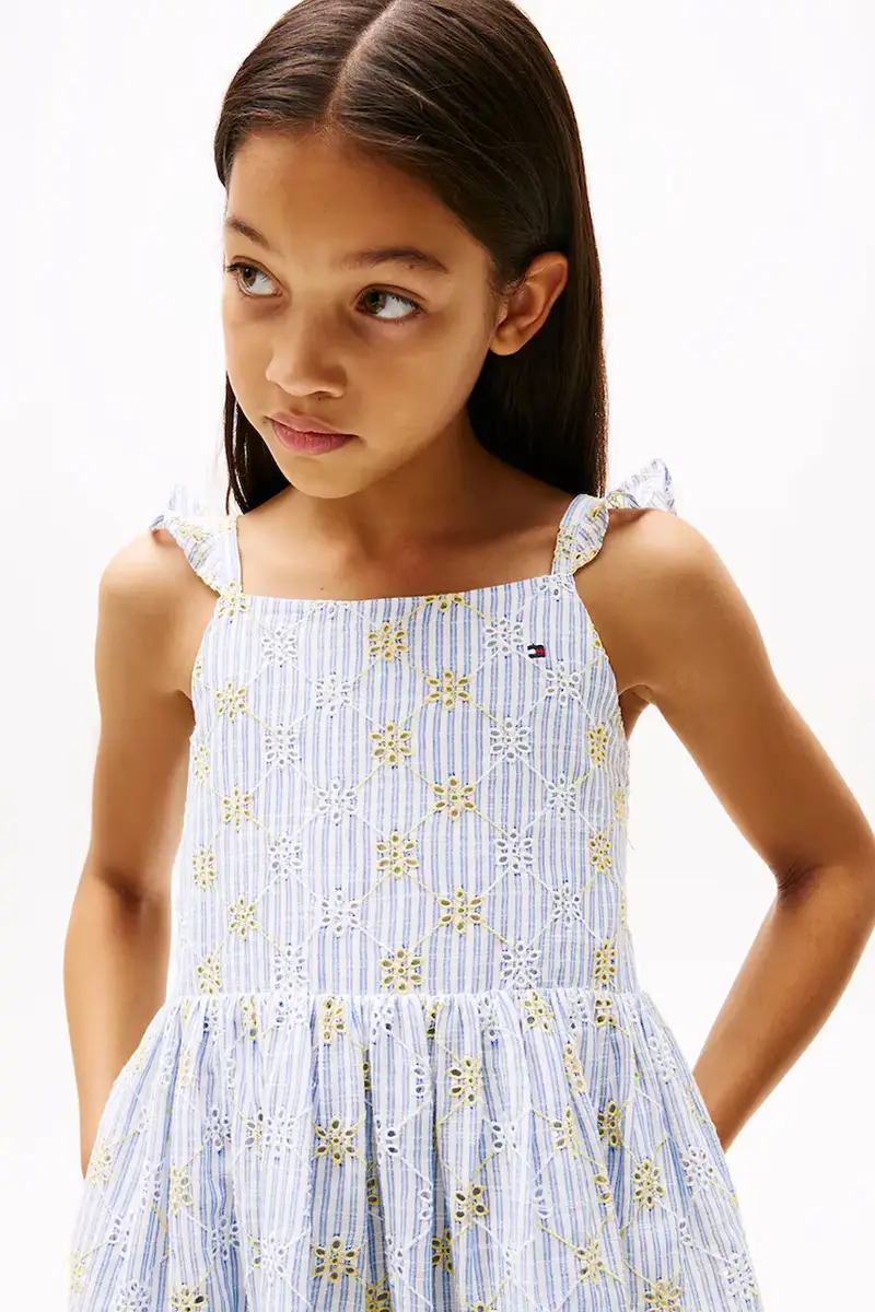 vestito di cotone bambina colore blu KG0KG08479 miniatura 3