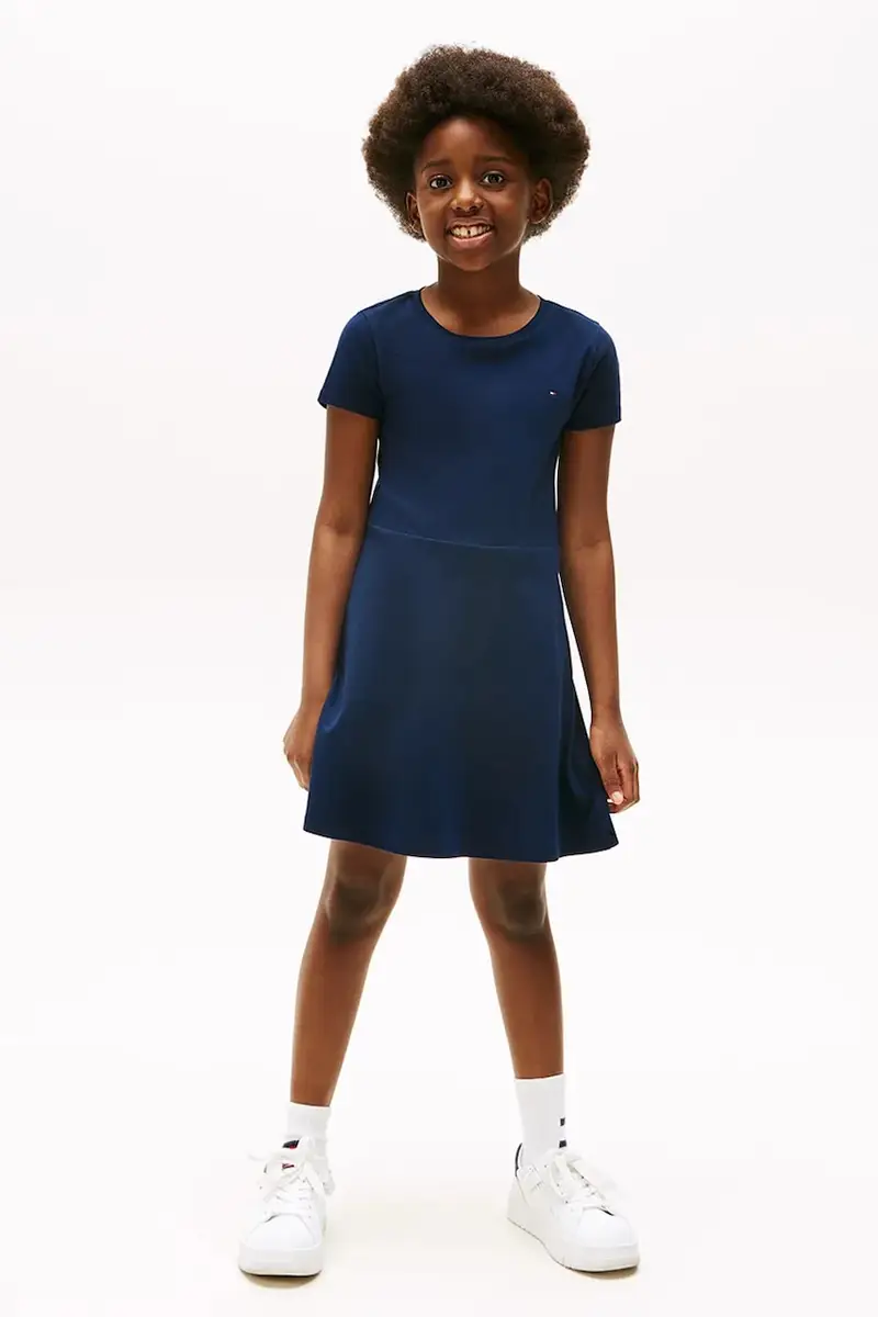 vestito di cotone bambina colore blu navy KG0KG08487