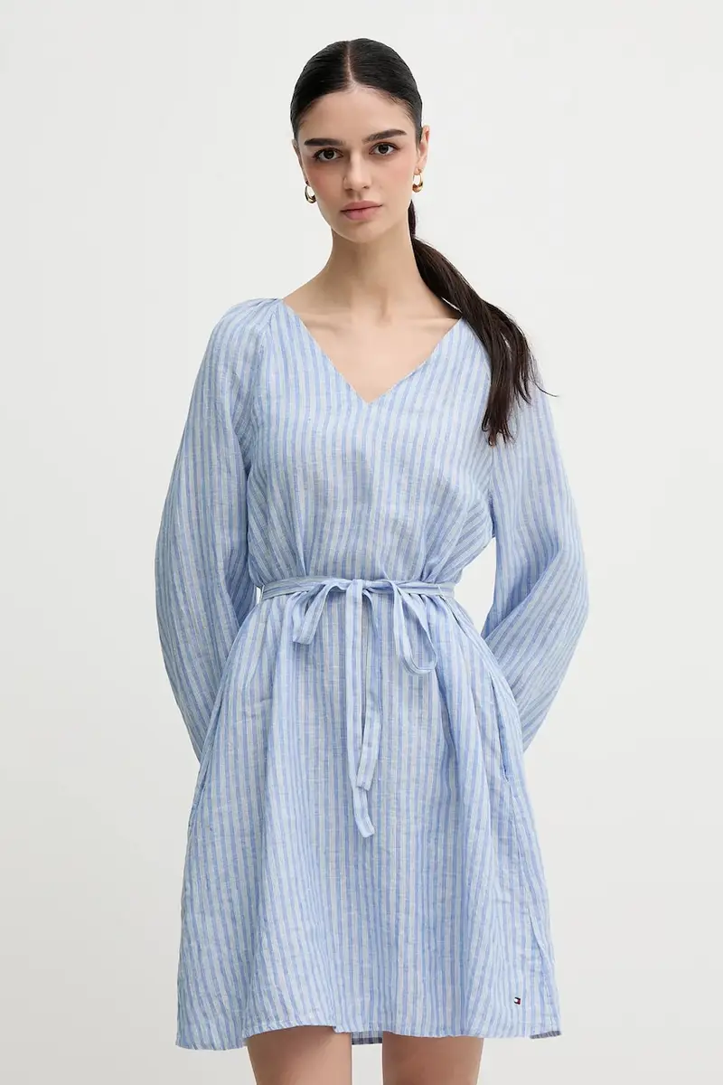 vestito di lino colore blu WW0WW44666