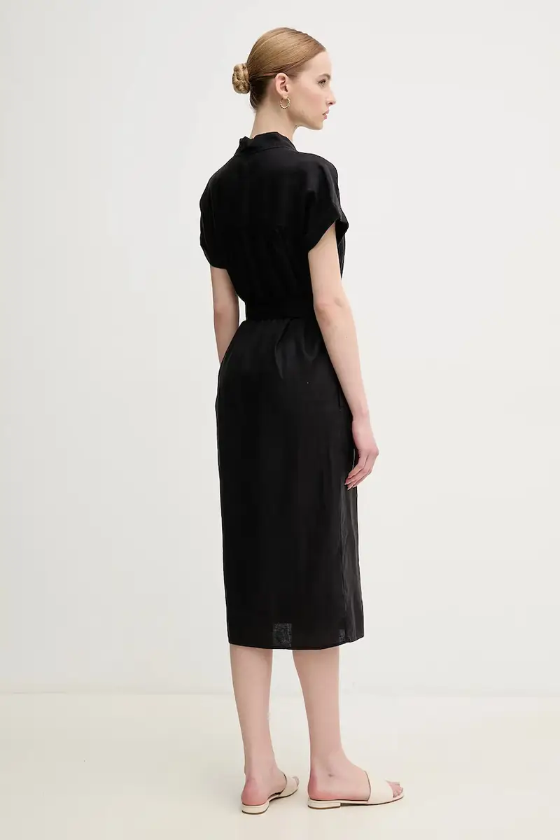 vestito di lino colore nero WW0WW44653 miniatura 3