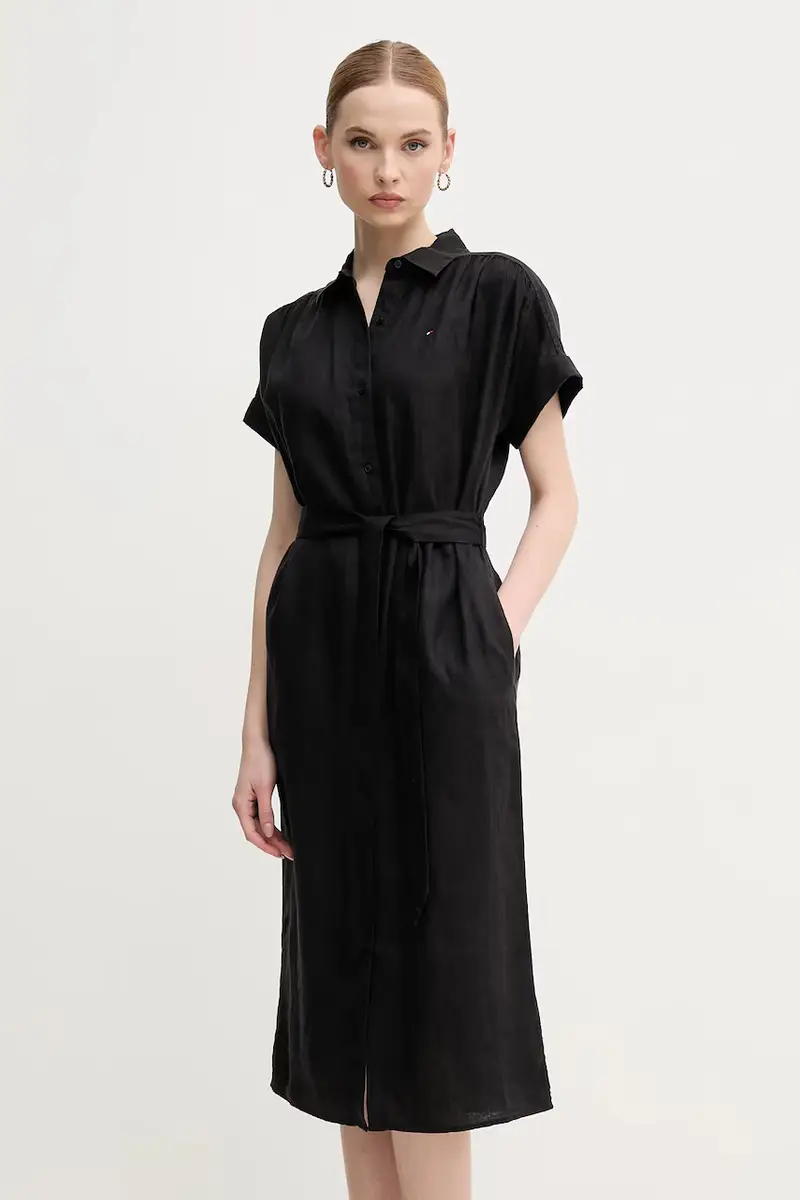 vestito di lino colore nero WW0WW44653