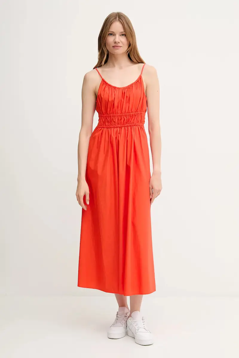 vestito in cotone colore arancione WW0WW45800