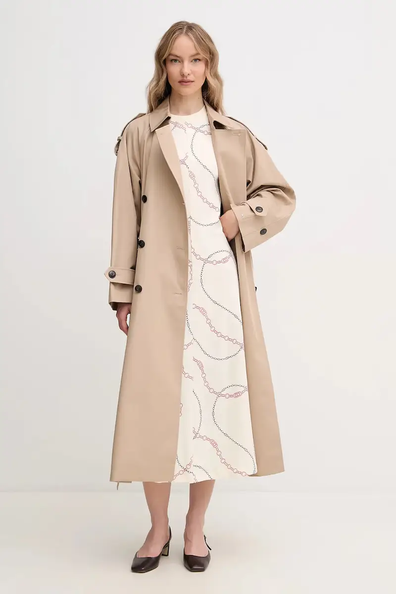 vestito in cotone colore beige WW0WW44547 miniatura 2