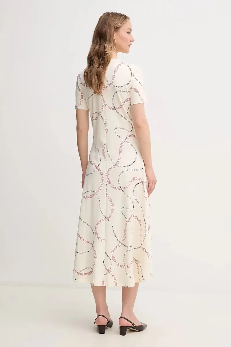 vestito in cotone colore beige WW0WW44547 miniatura 3