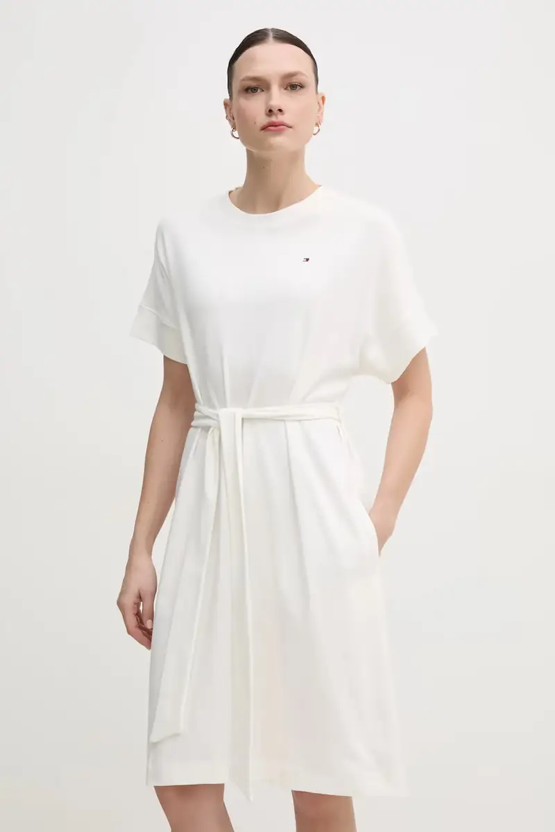 vestito in cotone colore bianco WW0WW45520 miniatura 2