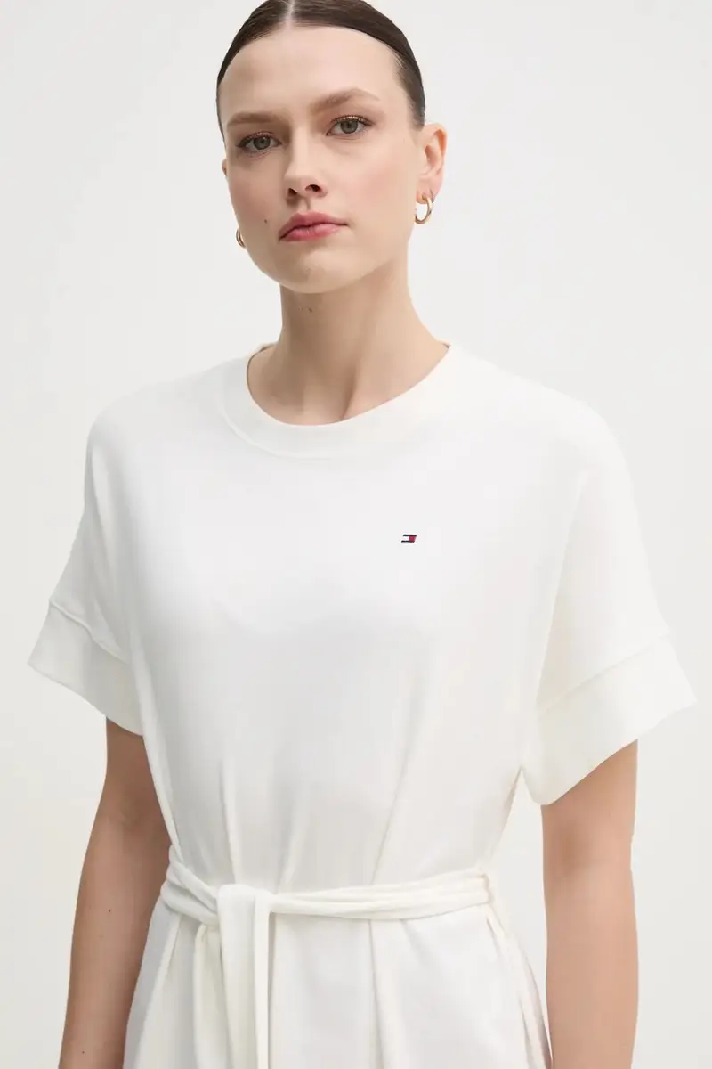 vestito in cotone colore bianco WW0WW45520 miniatura 5