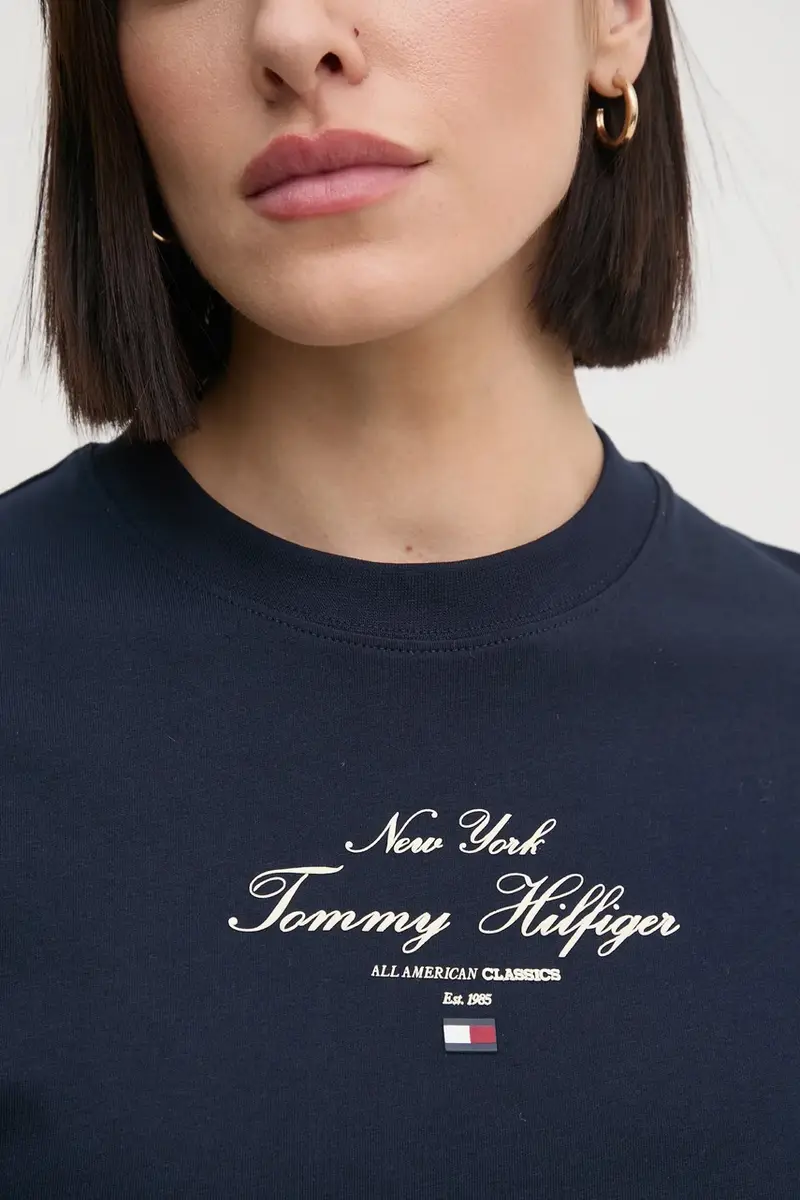 vestito in cotone colore blu navy WW0WW43830 miniatura 5