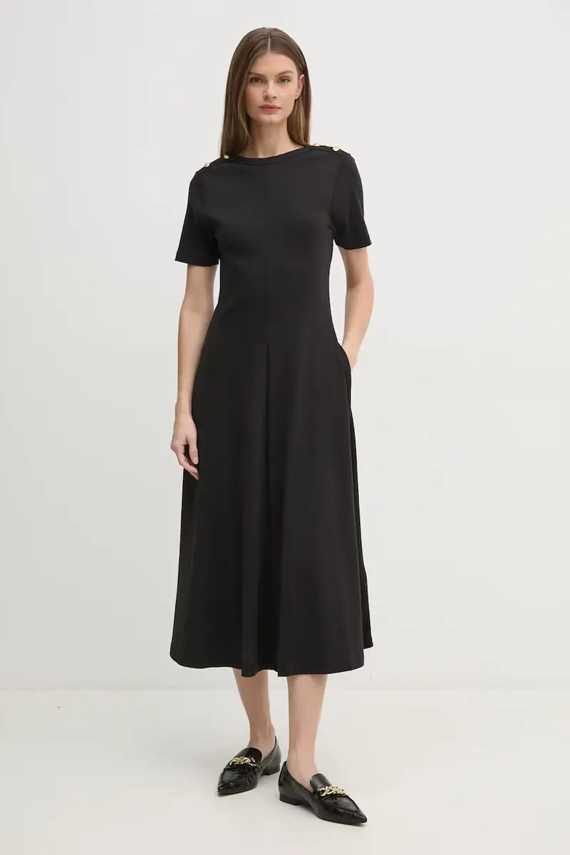 vestito in cotone colore nero WW0WW43838 miniatura 2