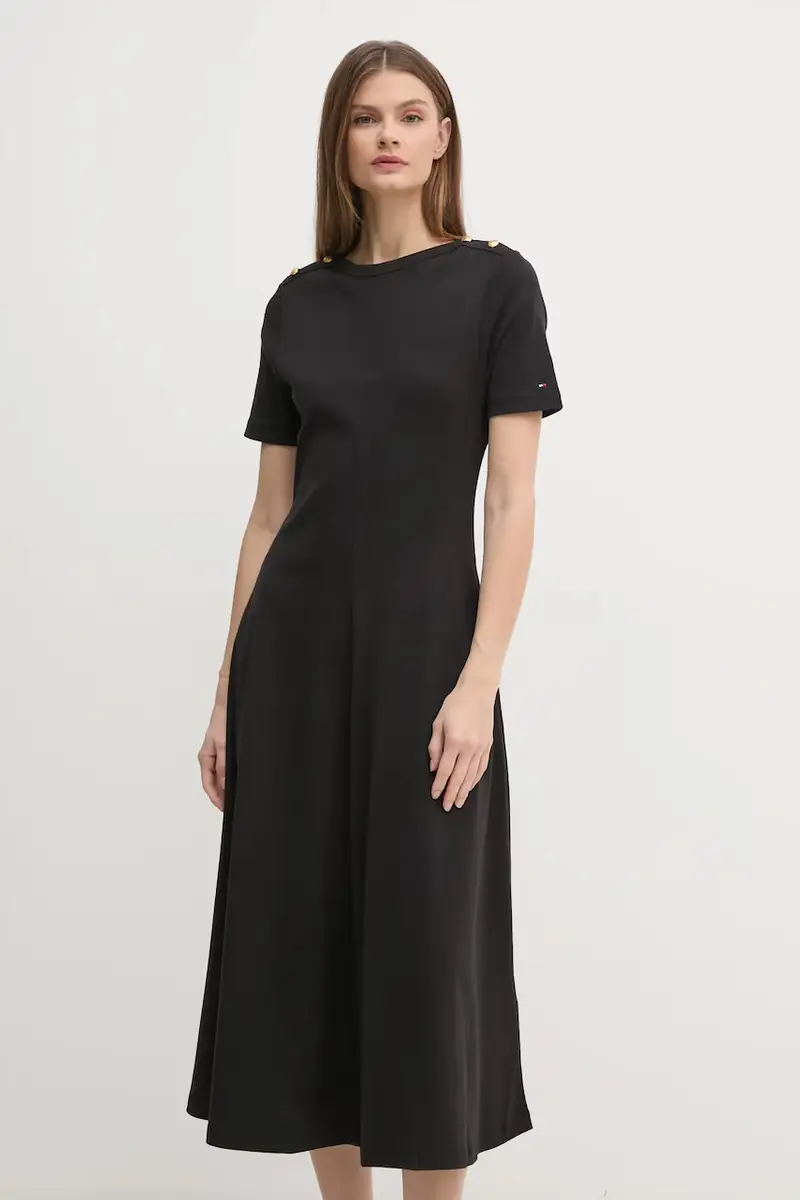 vestito in cotone colore nero WW0WW43838