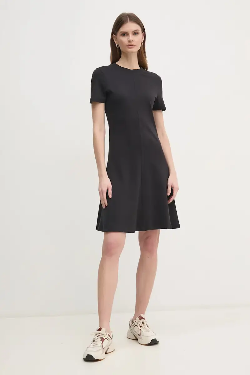 vestito in cotone colore nero WW0WW45521 miniatura 2