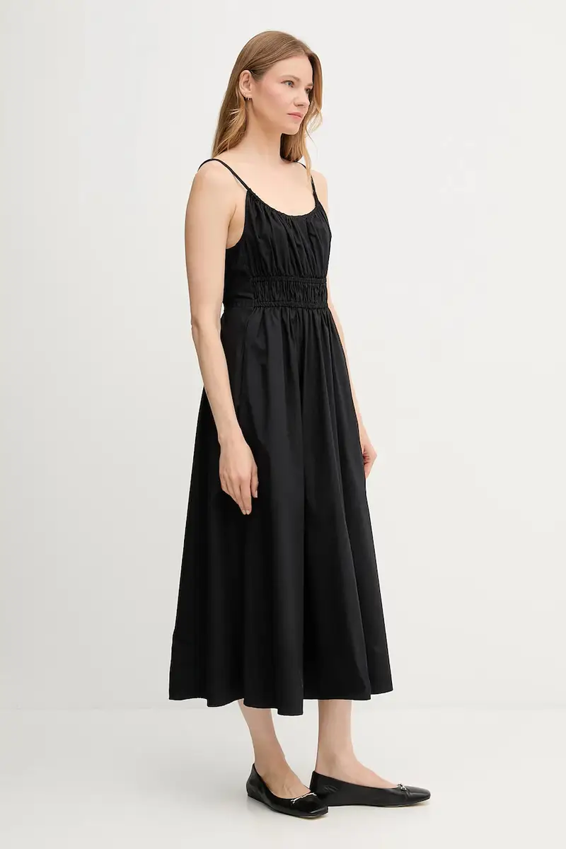 vestito in cotone colore nero WW0WW45800 miniatura 3