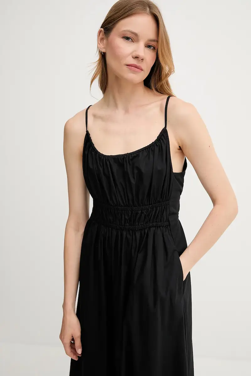 vestito in cotone colore nero WW0WW45800 miniatura 4