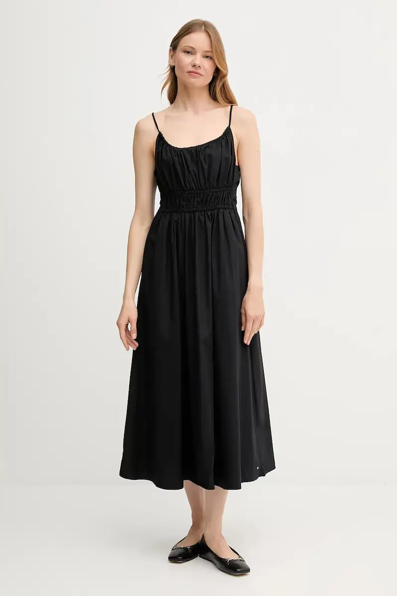 vestito in cotone colore nero WW0WW45800