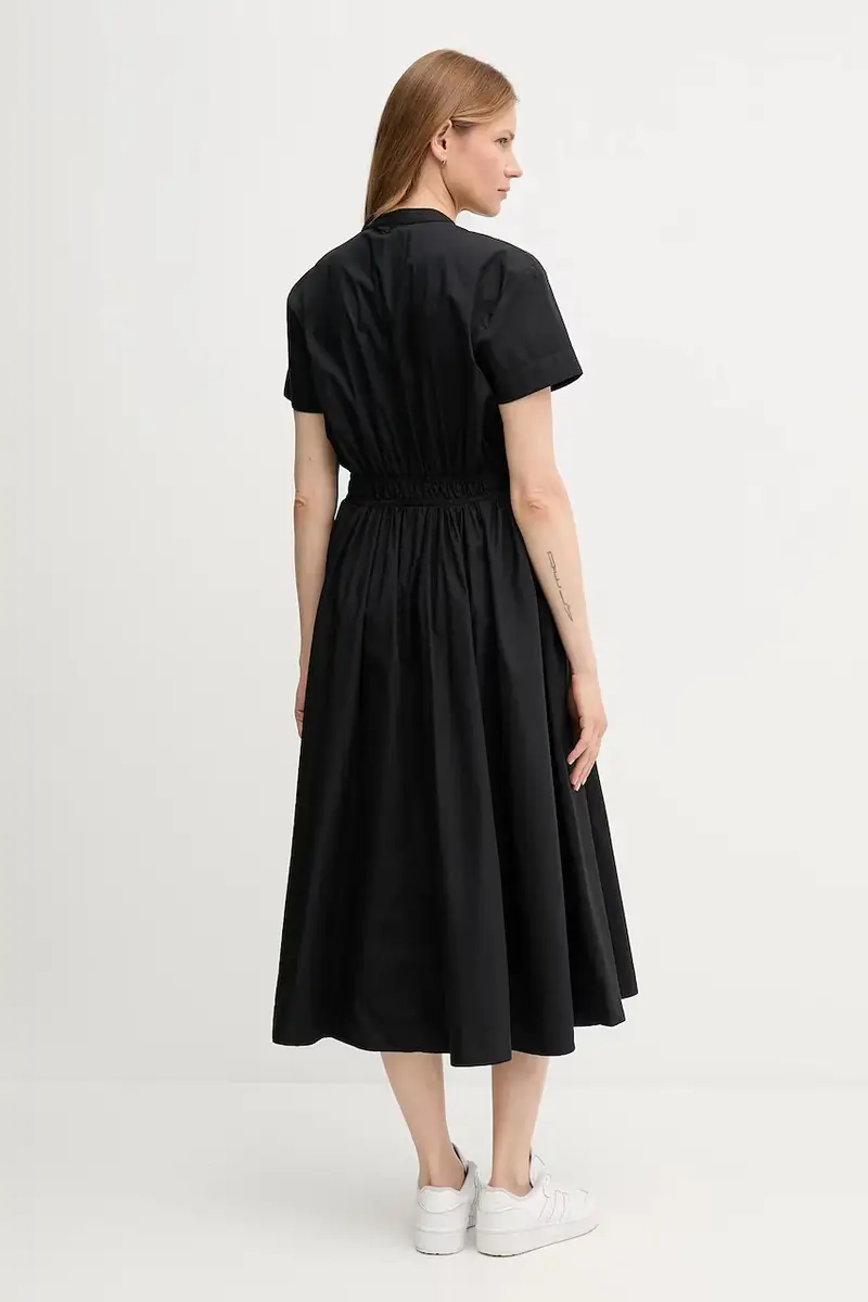 vestito in cotone colore nero WW0WW45835 miniatura 3