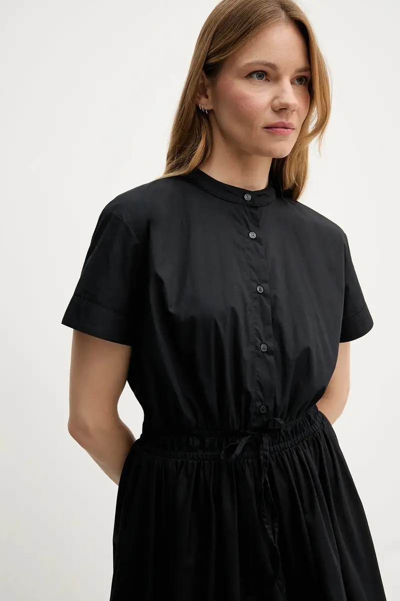 vestito in cotone colore nero WW0WW45835 miniatura 4