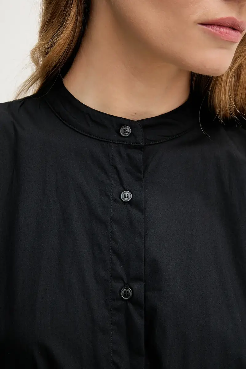 vestito in cotone colore nero WW0WW45835 miniatura 5