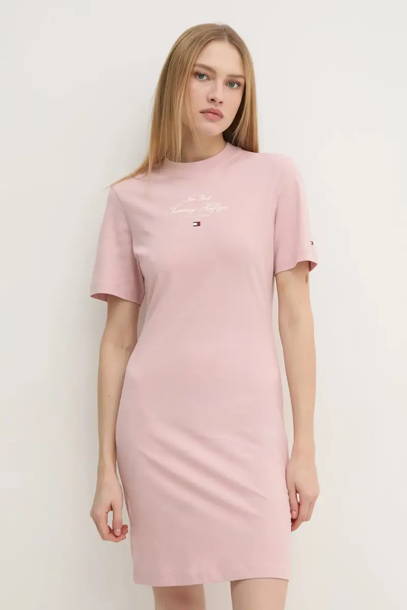 vestito in cotone colore rosa WW0WW43830