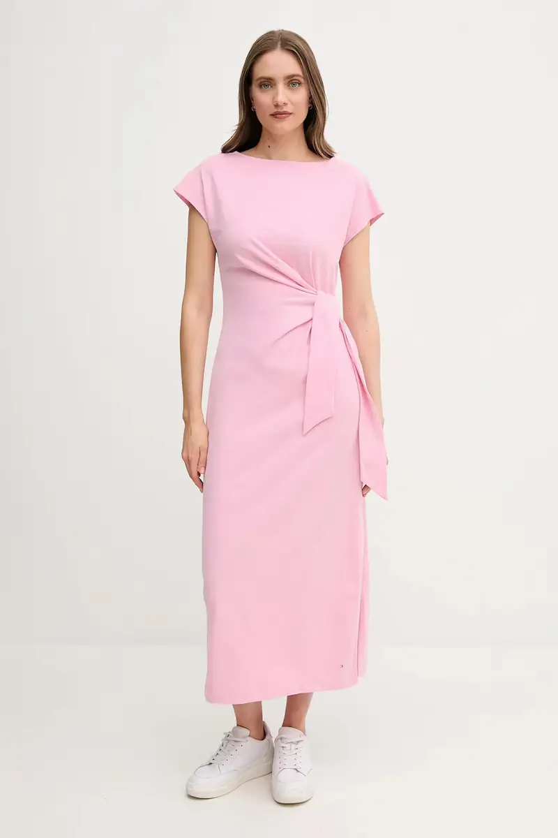 vestito in cotone colore rosa WW0WW45159