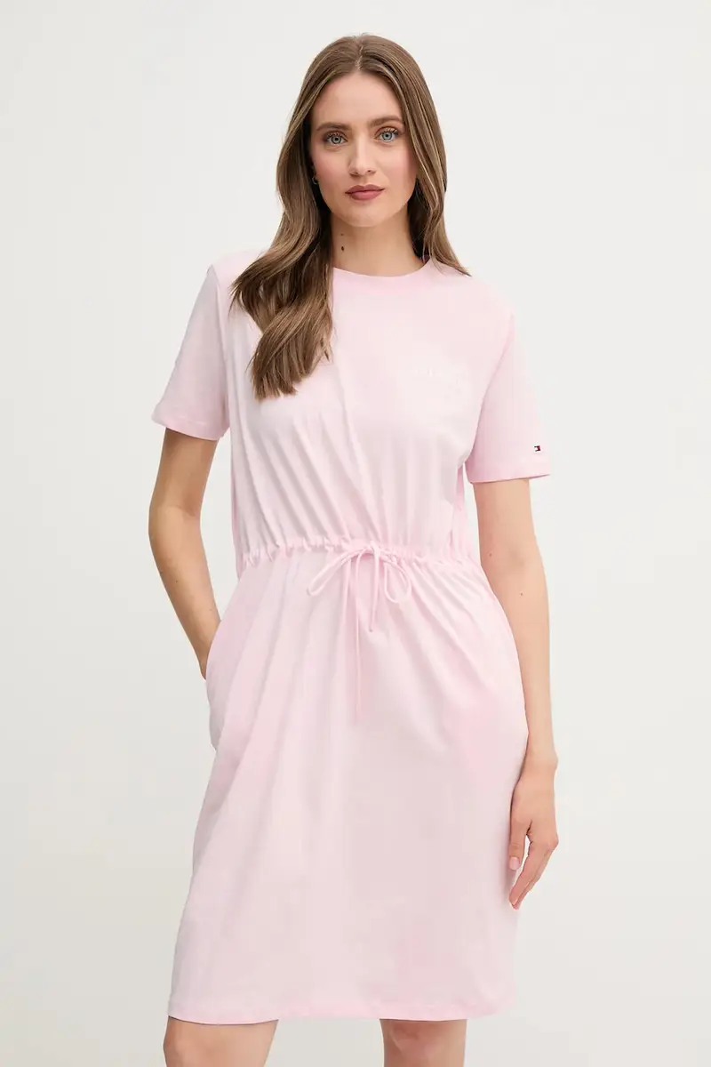 vestito in cotone colore rosa WW0WW45529