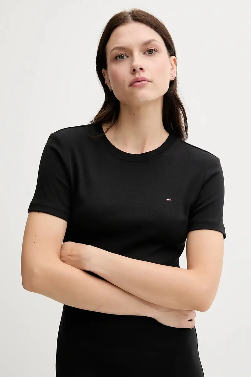 vestito in cotone colore rosso WW0WW42721 Nero miniatura 4