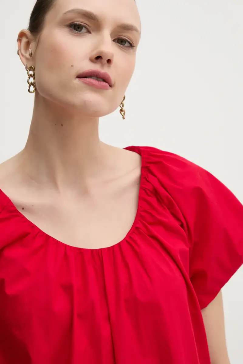 vestito in cotone colore rosso WW0WW44667 miniatura 2